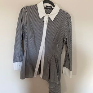 Alexander McQueen Asymmetric Stripe Button Down
